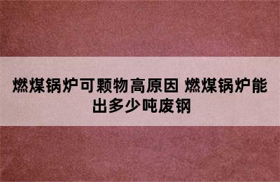 燃煤锅炉可颗物高原因 燃煤锅炉能出多少吨废钢